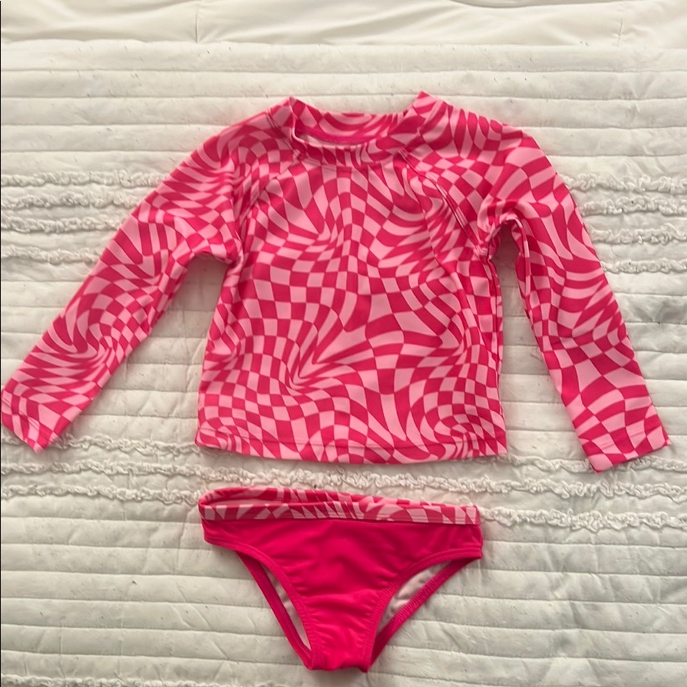 Wonder Nation Pink Rashguard Swim Set Long Sleeve